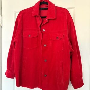 Zara Vibrant Red Corduroy Shirt Jacket